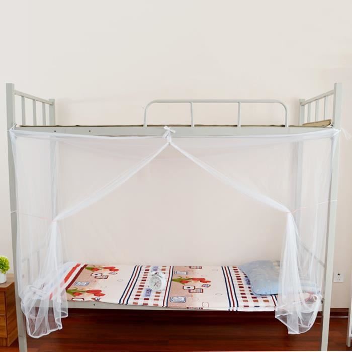 Twin Size Moustiquaire 4 Corner Post Bed Canopy Moustiquaire Twin Full Queen Size Filet Blanc (90X190X150Cm)