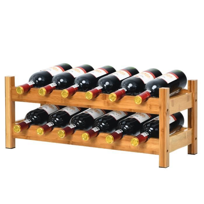 Rangement Bouteilles Vin 2 Étagères à Vin Relaxdays En Bambou Noir - Range 5 Bouteilles - 53x14x12cm | Stockage Horizontal Pour Liège étagère à Vin