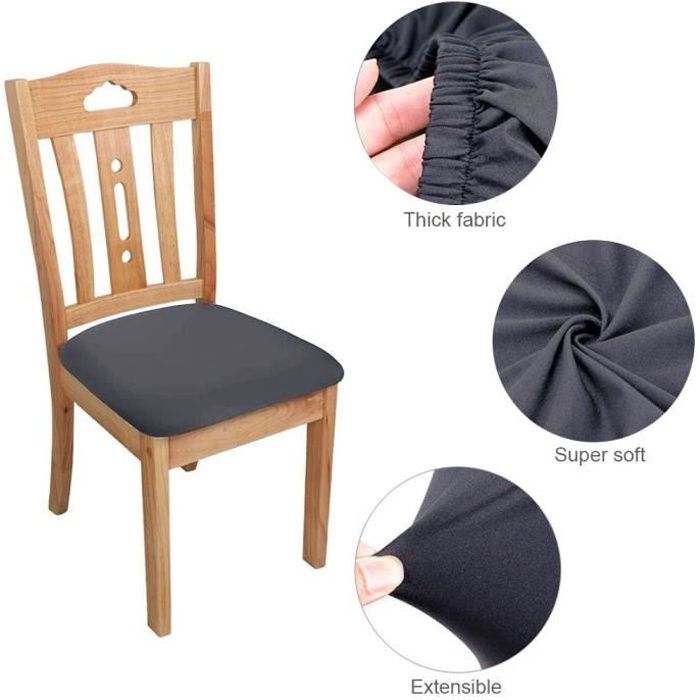 DrmKer Housse de Chaise Gris 4 pièces Housse de Salle à Manger pour Un Ajustement Universel Couverture Spandex Couvertures de