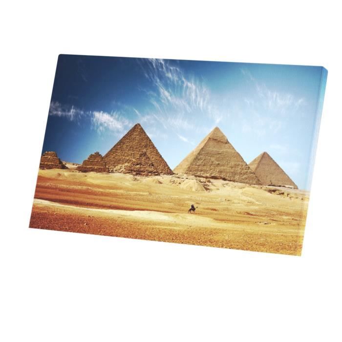 Tableau Photo Sur Verre 70x50cm - Pyramides D'Égypte Dans Le Désert - Décoration Murale Moderne