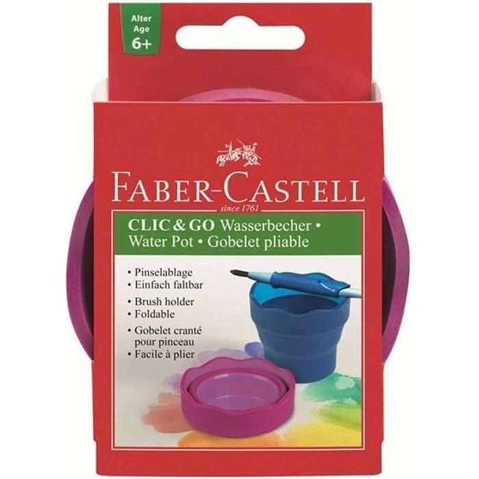 Gobelet Pliable - FABER-CASTELL - Mûre - Mécanisme Téléscopique - Pratique pour Pinceaux - 1 Pièce