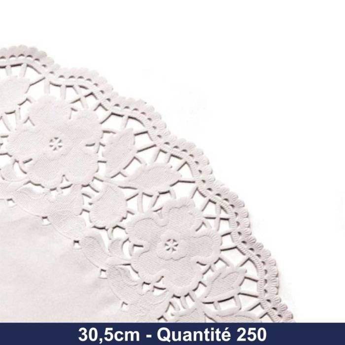 García De Pou - Lot 250 Dentelles Rectangulaires 30x18 Cm - Papier Blanc 54 G/m² - Napperons Jetables Élégants