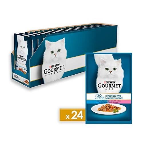 Gourmet Purina Perle Humide Chat Plaisirs Du Mer Avec Plie Et Crevettes Entiers 24 Pochettes De Chacune 85 G Pack Achat Vente Croquettes Gourmet Cdiscount