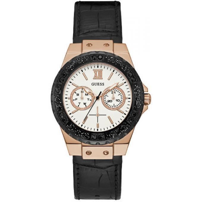 GUESS  Femmes Chronographe Quartz Montre avec Bracelet en Cuir W0775L9