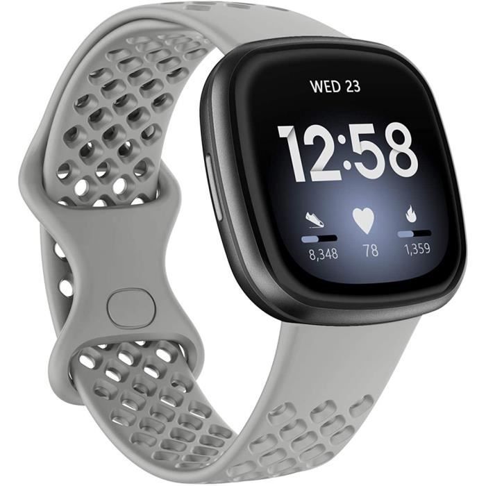 INF Bracelet de montre en silicone pour Fitbit Versa Fitbit Sense Gris