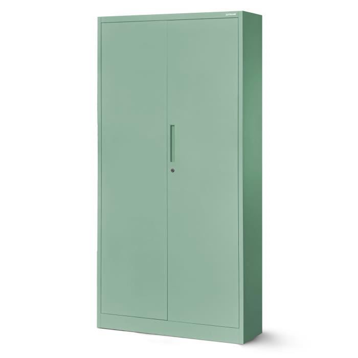 jan nowak armoire de bureau métallique 4 étagères tôle d'acier revêtement en poudre 185 x 90 x 40 cm (vert pastel)