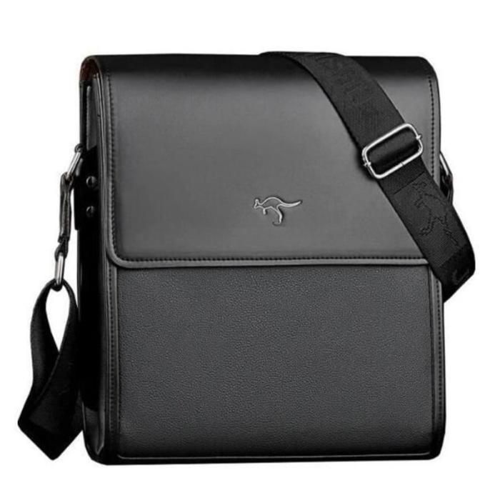 Sacoche homme bandouliere cuir PU Rigide Élégant Business pour Contenir Livres iPad - Noir