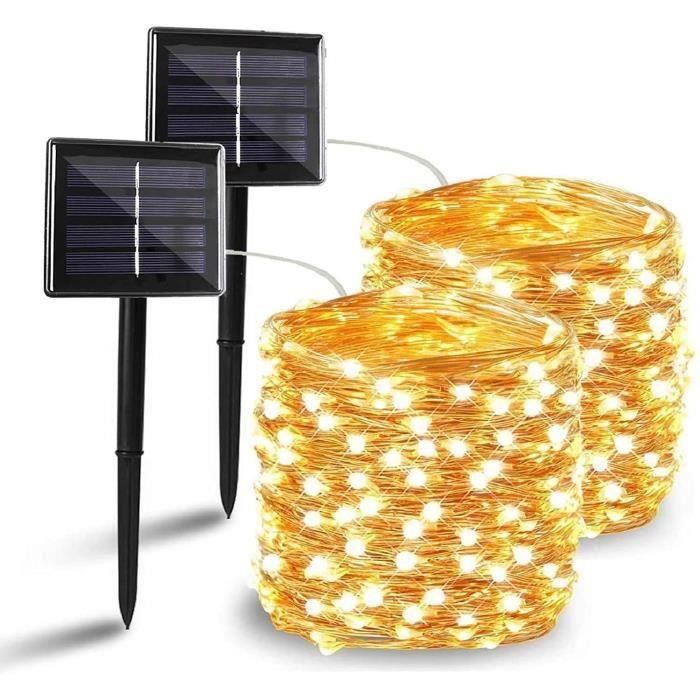 Lot De 2] Guirlande Lumineuse Exterieur Solaire, 12m 100 LED Guirlande Guinguette Noel Solaire Etanche 8 Modes Decoration Lumiere Pour Jardin Terrasse Cour Maison Mariage Fete Multicolore 72462618