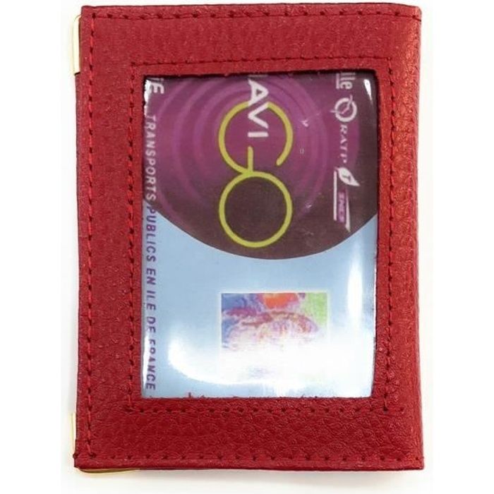 Porte-carte simple 1 à 3 cartes, transparent, compact, pour Navigo,  bancaire, etc en cuir pour homme et femme -Rouge-LOLUNA® Rouge -  Cdiscount Bagagerie - Maroquinerie