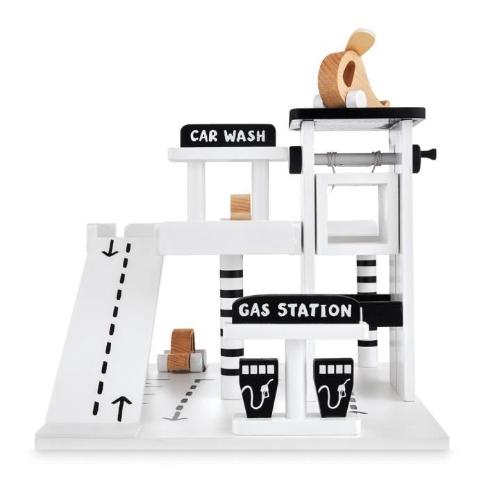 Garage à jouets - bois - avec ascenseur et véhicules - 43x29