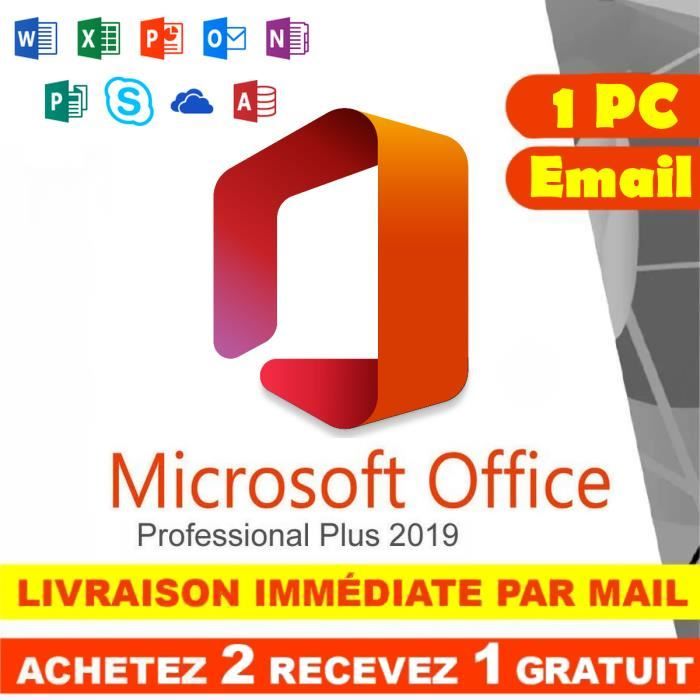 Logiciels – Microsoft – Office 2019 Professionnel Plus – Clé dactivation originale – 32/64 bit – 1 PC