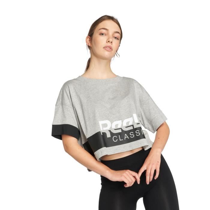 reebok t shirt femme gris