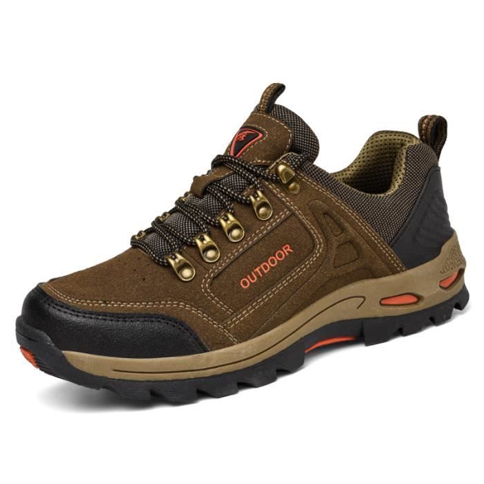 Chaussures Jaune Homme SANANG Hommes Outdoor Chaussures De Randonnée, Sport Cuir Alpinisme Trekking Chasse Chaussures De Sport Basket Randonnée Homme