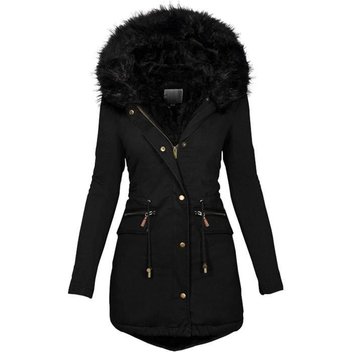 Manteau Femme Hiver Polaire Chaud Veste Capuche en Fausse
