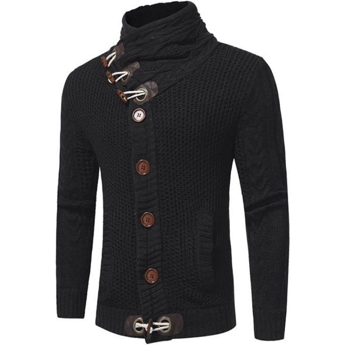 Pull col montant noir homme discount