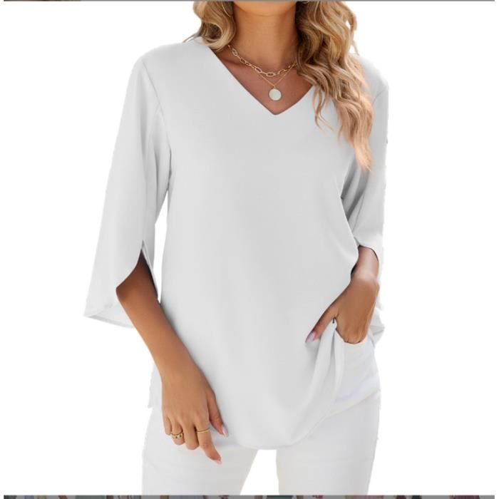 Acheter ZANZEA été Mode Satin Chemise Femmes Décontracté Col Rond Manches Courtes T-shirt