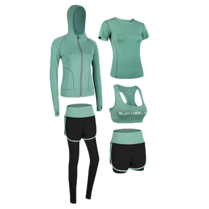 Ensemble de Vêtement Sport Femme - Marque - Fitness Running - 5 Pièces -  Vert Vert - Cdiscount Sport