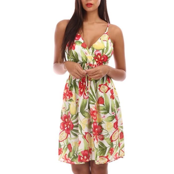 robe blanche fleur rouge