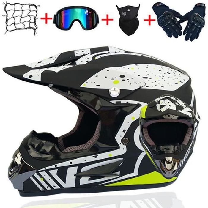 Casque Moto Cross Et Enduro Adulte Motocross Scooter Racing DOT certifié  Casque Course avec Filet Lunettes Gants Masque Homme Femme - Cdiscount Auto