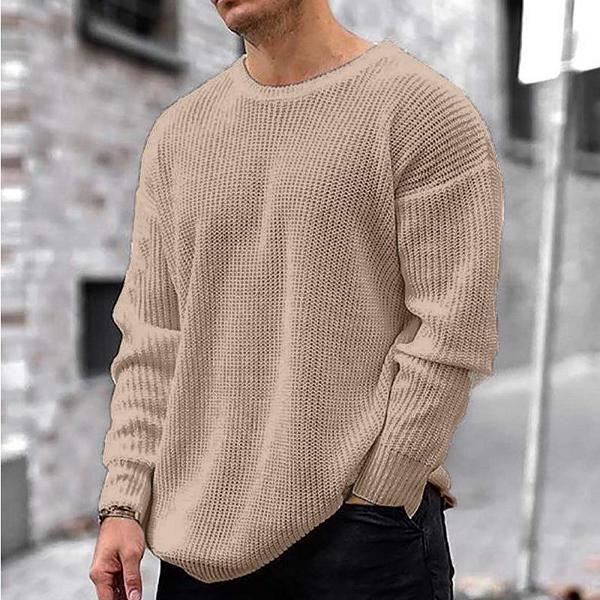 Pull long pour homme Modis hommes dechire pull coton doux male hiver chaud tricot vetements decontracte Cool pull o cou a manches Kaki Cdiscount Pret a Porter