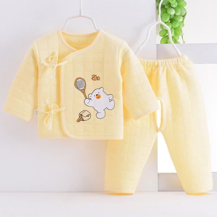 2 Pieces Nouveau Ne Bebe Garcons Filles Dessin Anime Pyjamas Hauts Pantalons Vetements De Nuit Ensemble Tenues Jaune Jaune Cdiscount Pret A Porter