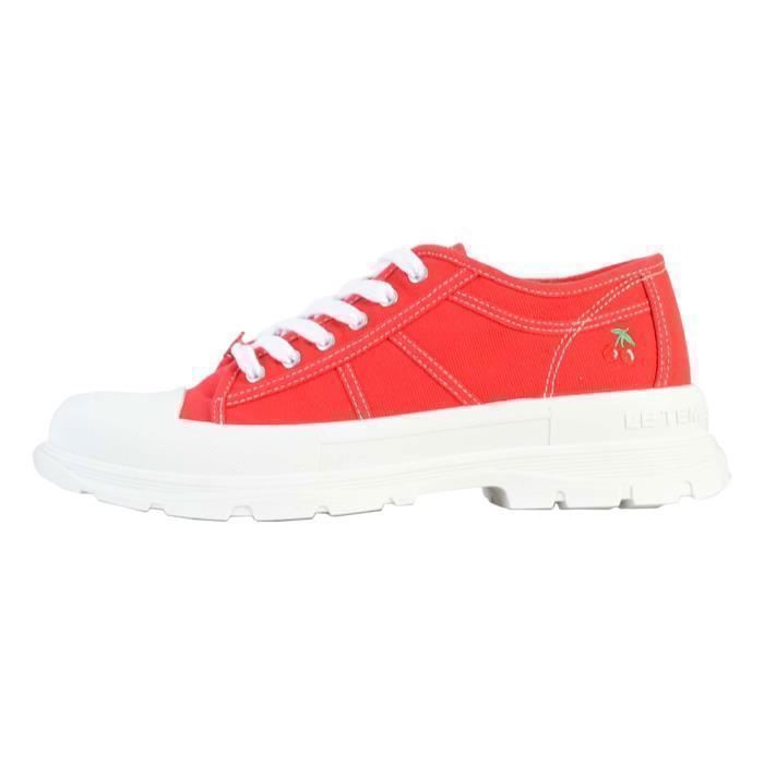 Tennis Basket Basses - LE TEMPS DES CERISES - Lina Rouge - Femme - Lacets - Confortable