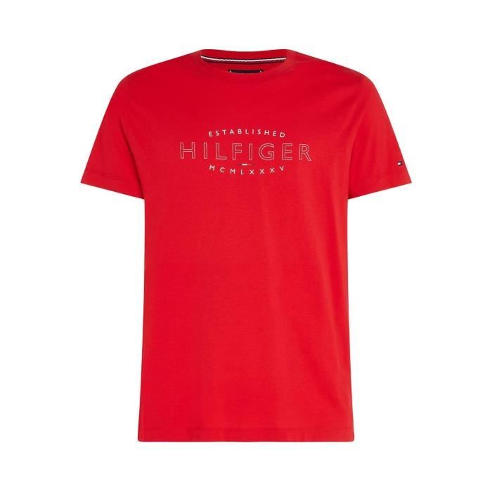 T Shirt Tommy Hilfiger Curve Logo Rouge Homme Rouge Cdiscount