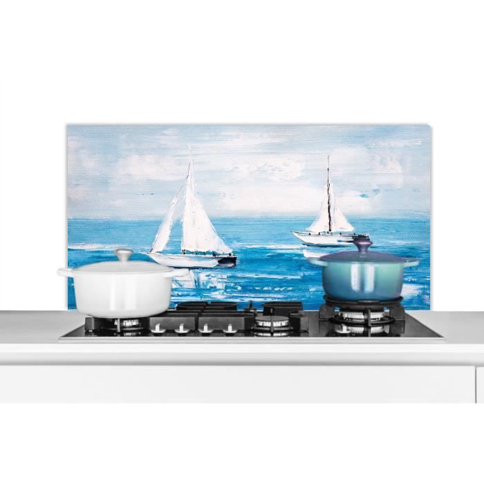 Crédence De Cuisine En Verre 100x50 Cm - Motif Paysage Bateau Mer - Marque Tulup - Neuf