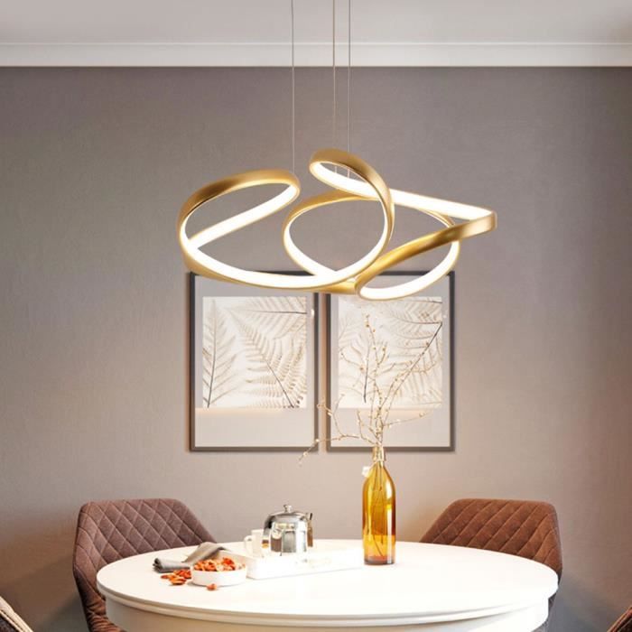 suspension led lampe ronde pour plafond haut lustre dore salle a manger eclairage interieur salon cuisine escaliers reglable en cdiscount maison