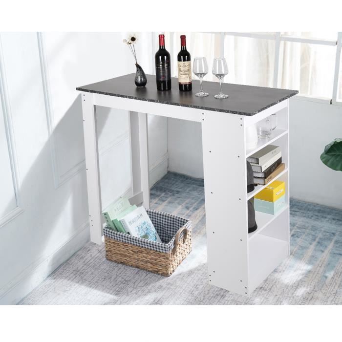 Table Haute De Bar Mange Debout Cuisine Avec Rangements Noir Et