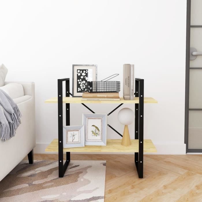 LVL - MEUBLE ETAGERE - Bibliothèque à 2 niveaux 80x30x70 cm Bois de pin massif(4912)