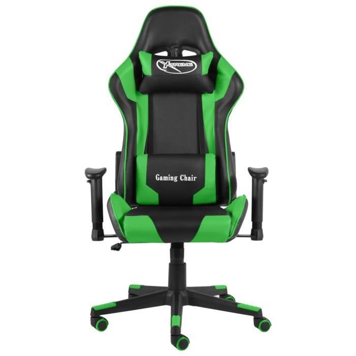 Chaise de jeu pivotante BINGO - Fauteuil de bureau salon - Vert PVC 68x69x123-133cm 20850