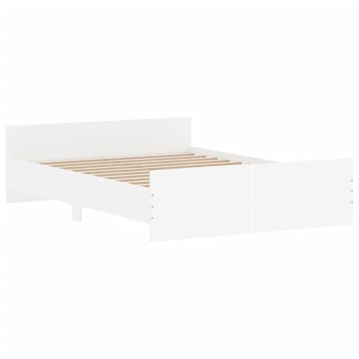 Cadre de lit - SALUTUYA - BD6196 - 140x190 cm - Bois dingénierie - Blanc