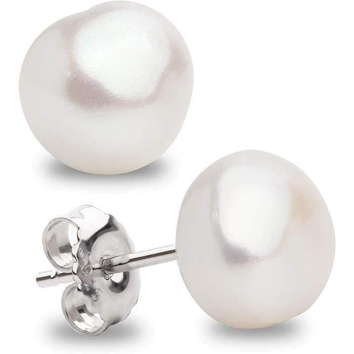 Boucles D'oreilles Argent 925 Avec Perles De Culture D'eau Douce - Rose-Mimosa - Neuf Avec étiquette