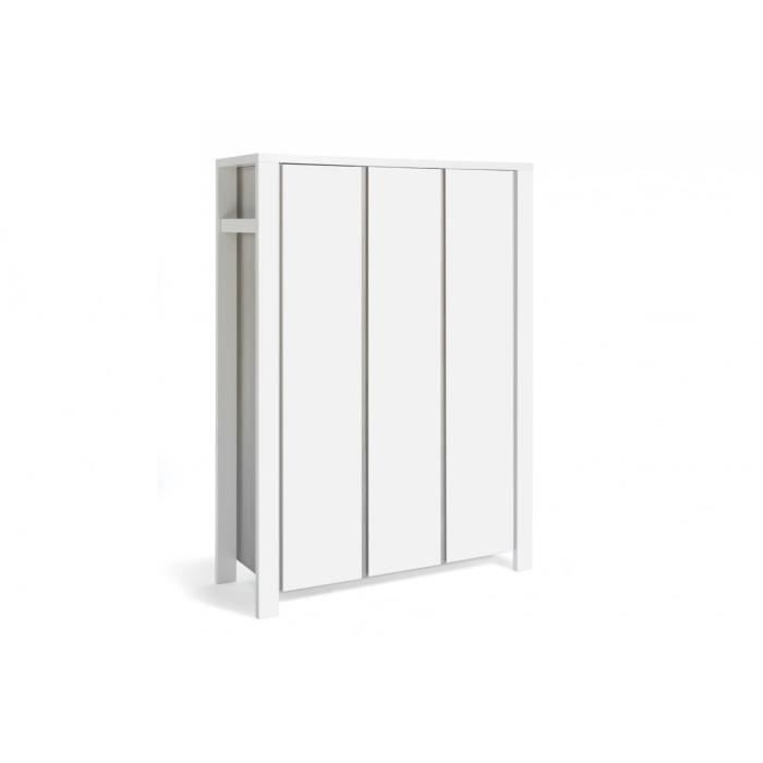 armoire bébé - schardt - collection milano pine - 3 portes - blanc - bois