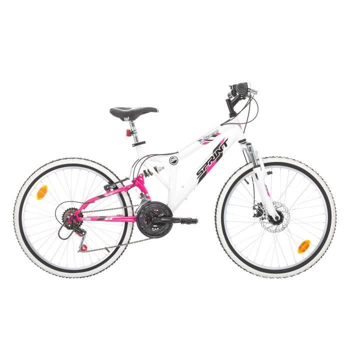 VTT 24 Fille ARIANE SPRINT Tout Suspendu 18 Vitesses Indexees avec Frein a Disque avant et V brake en Arriere Cdiscount Sport
