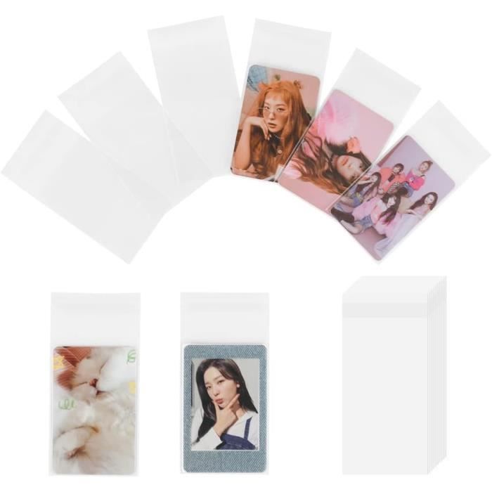 Wanmu Lot de 100 pochettes transparentes pour cartes photo et cartes à collectionner, 56 x 89 mm, 200 microns, refermables