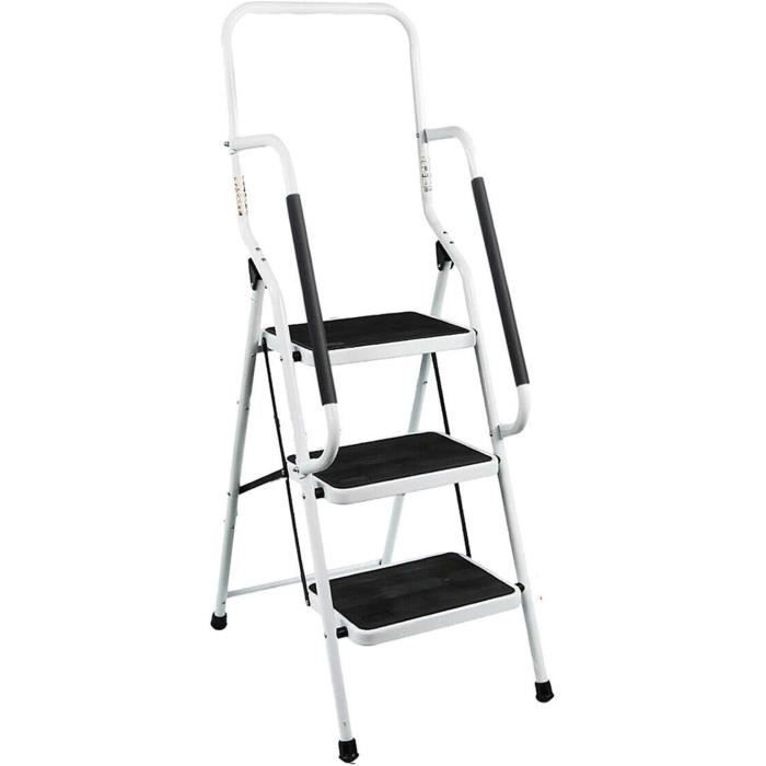 Tabouret échelle Pliante 3 Marches Avec Mains Courantes Et Sac à Outils - Robuste - Garantie 3 Mois - Neuf