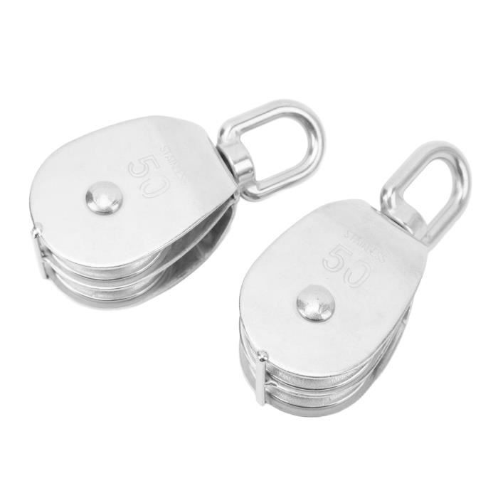 2 Poulies De Levage En Métal - Charge 190kg - Pour Câble, Corde - Usage Intérieur/Extérieur