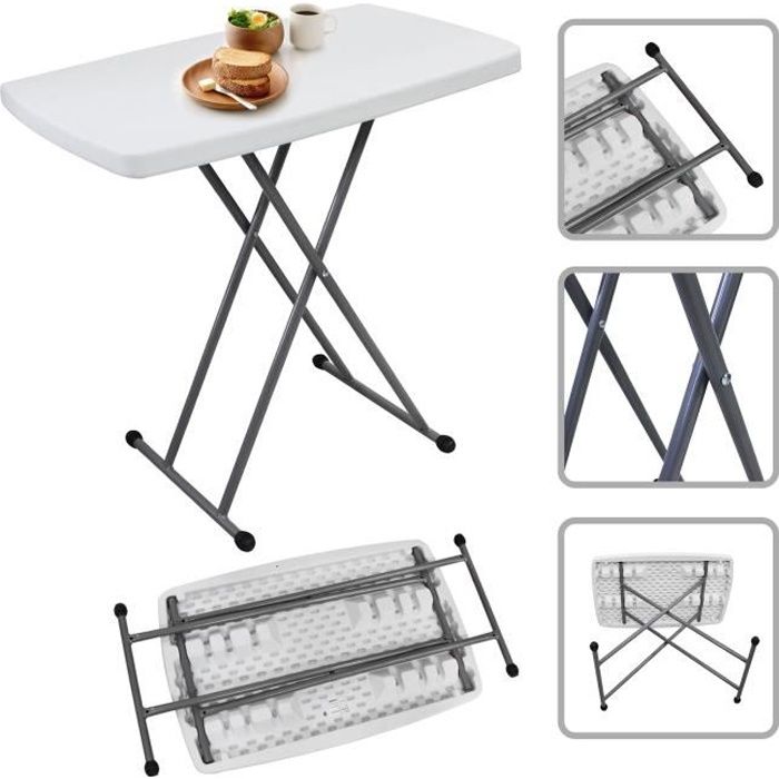 Table pliante rectangulaire grise 180 x 74 x 74 cm