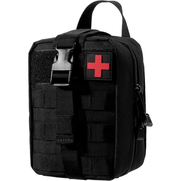 Trousse De Premiers Secours Tactique Molle – Sac Médical D'Urgence Compact Pour Camping, Randonnée, Voiture, Cyclisme Et Maison (Noir)