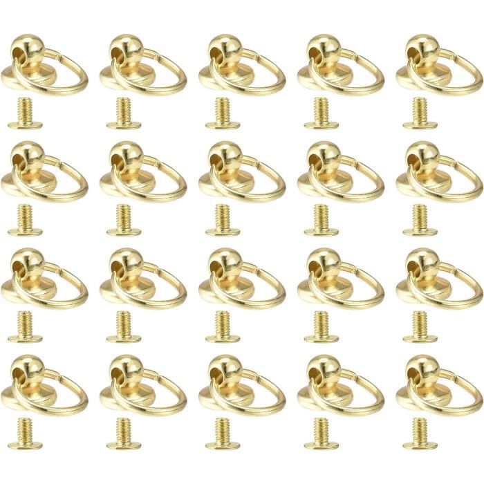 Lot De 20 Rivets à Vis 8x5 Mm Tête Ronde Dorée - Pour Cuir, Maroquinerie - Marque Zaplyte