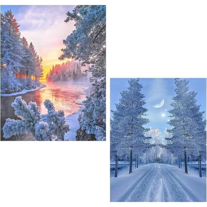 Diamond Painting Paysage Montagne Enneigée - 40x55 Cm, Kit Complet Avec Diamants 5D, Toile HD