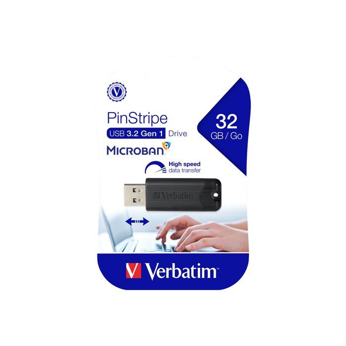 VERBATIM - 32 Go -USB 3.0 Noir- Store 'n' Go Pin Stripe USB Drive