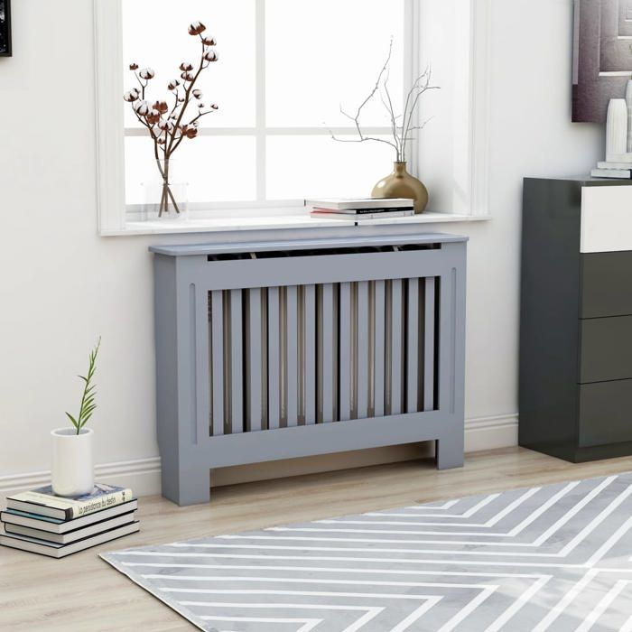 Cache-radiateur - VIDAXL - Anthracite - MDF - Espace de rangement pour livres et cadres photo