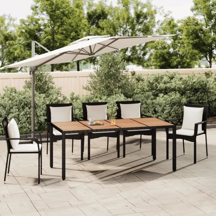 vidaXL Table jardin plateau bois Résine - vue 2