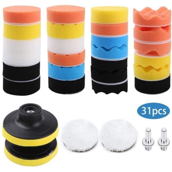 Kit Complet 44 Pièces Tampons Polissage 25mm 50mm 80mm - Éponges Et Laine Pour Polisseuse Voiture