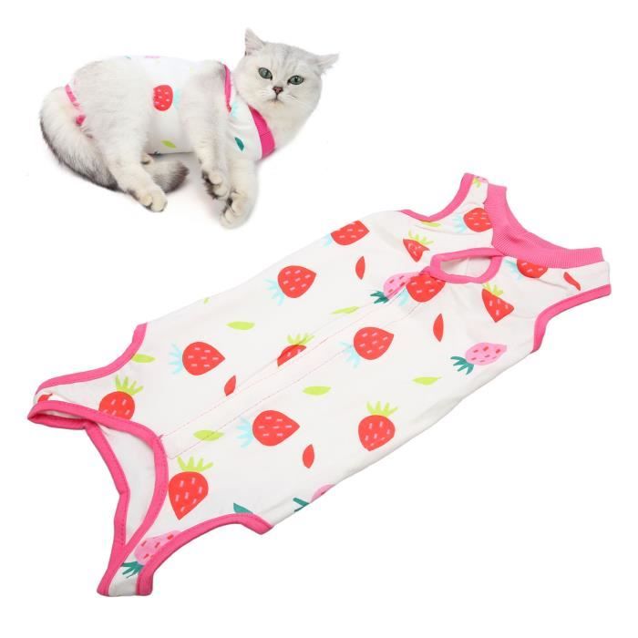 Comparer les prix de LON Costume Set - robe de stérilisation anti - léchage pour chat - Strawberry - M JR033