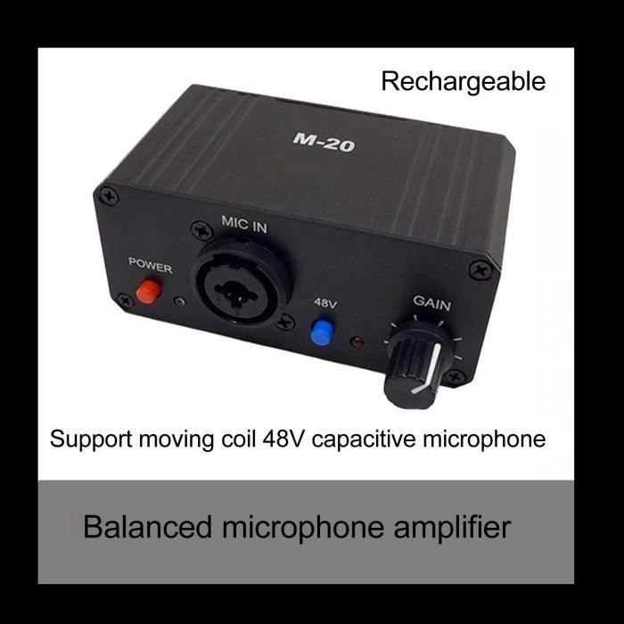 Préampli Microphone Gain levé Alimentation Fantme 48V XLR Microphone