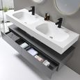 LuxuryBain - Meuble de salle de bain double vasque 140cm en Corian blanc avec miroir led-1